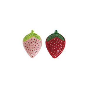 Creative Co-Op Hand-Painted Ceramic Strawberry Shaped Dish - 2 Style Options