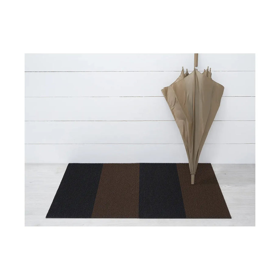 Chilewich Indoor Outdoor Shag Utility Mat - Duo Stripe / Rectangle / Mocha / 24x36"