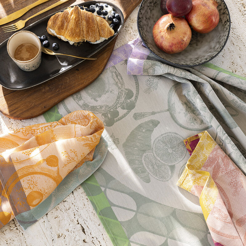 Torchon Jacquard Français Brunch Gourmand 100 % Coton - Vert / 24" x 31"
