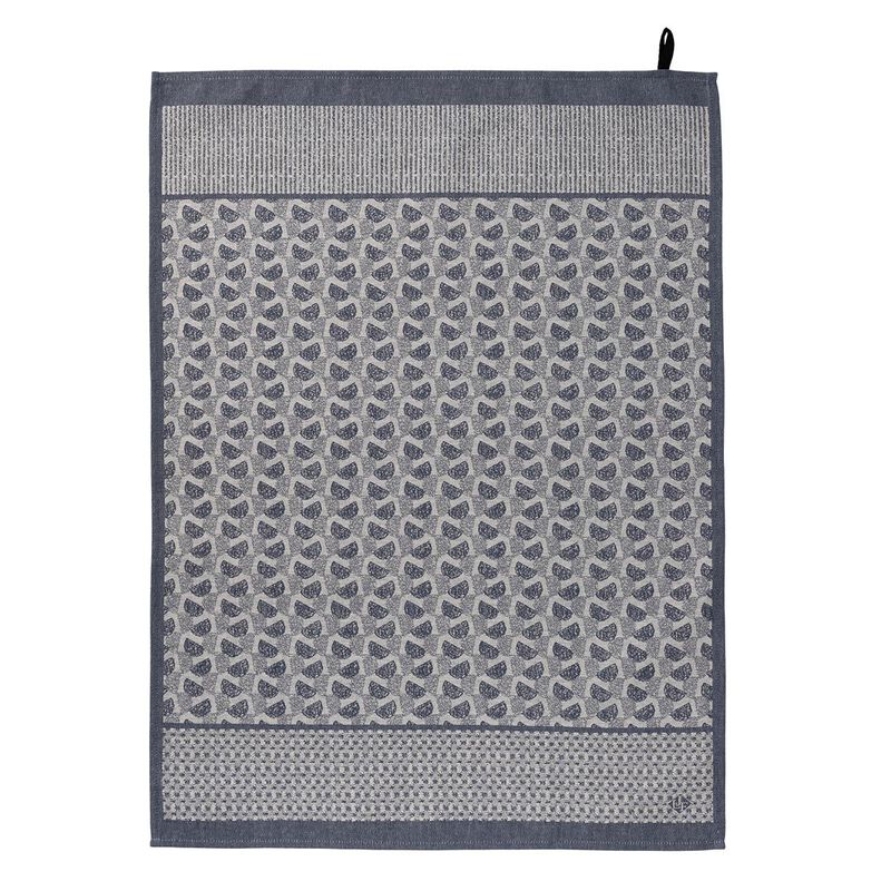 Torchon en coton Jacquard Français – Empreintes / Bleu