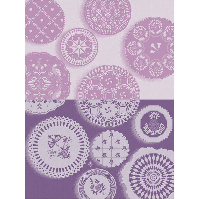 Jacquard Français Cotton Tea Towel  - Faïence / Violet