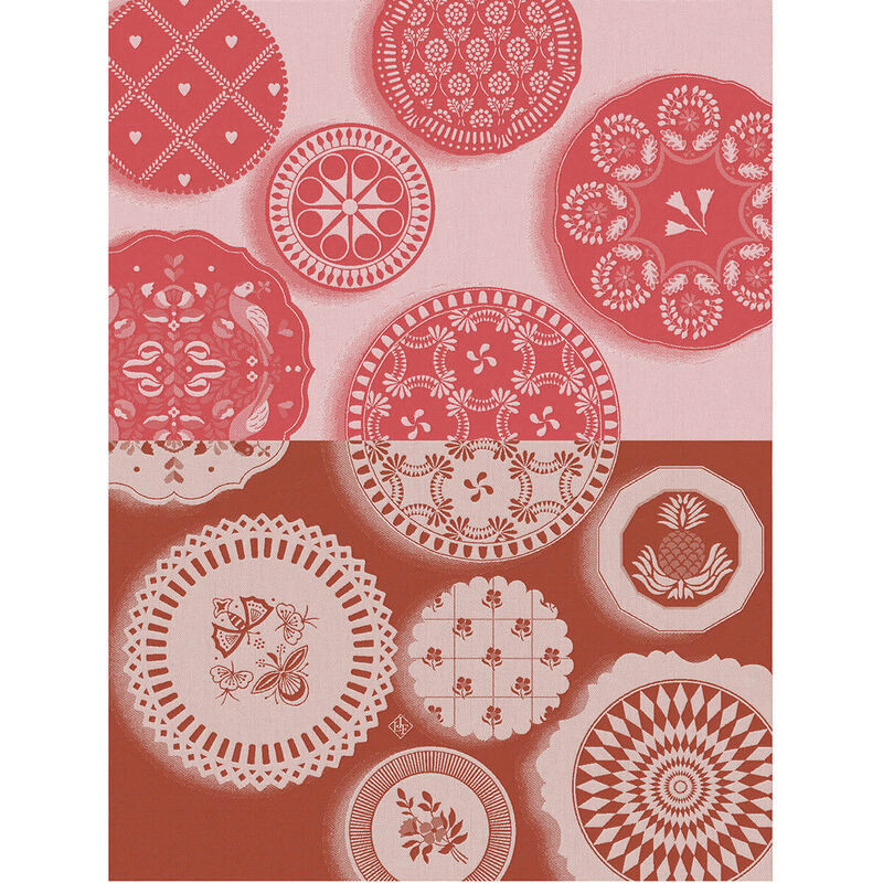 Jacquard Français Cotton Tea Towel  - Faïence / Rouge