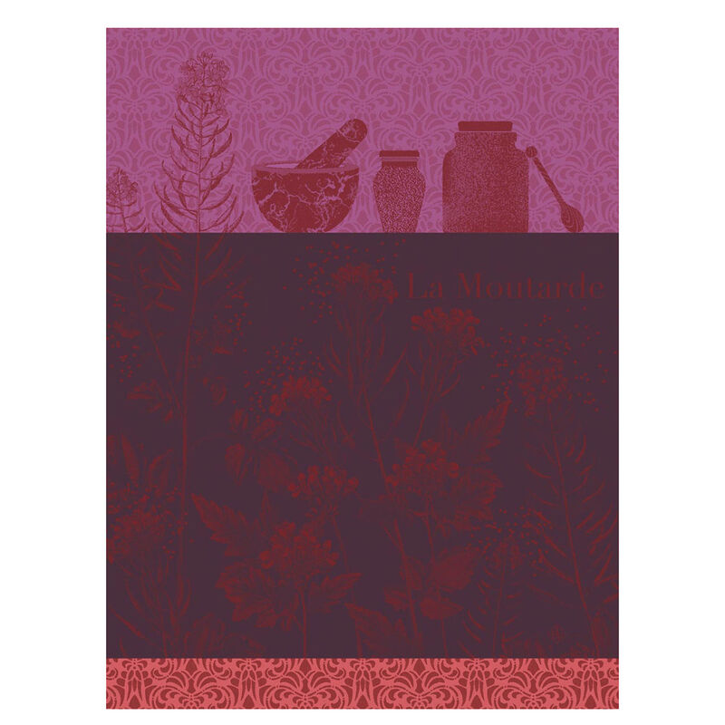 Jacquard Français Cotton Tea Towel – Moutarde en Fleur / Purple