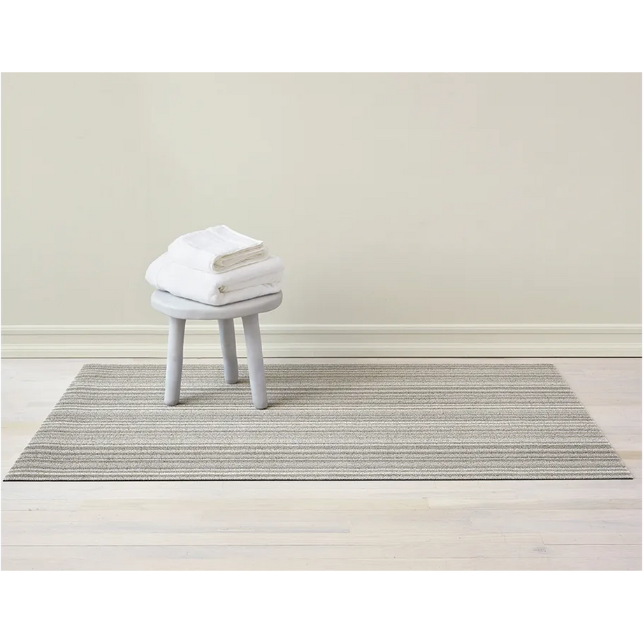 Chilewich Indoor Outdoor Shag Big Mat - Skinny Stripe Rectangle / Birch / 36x60"