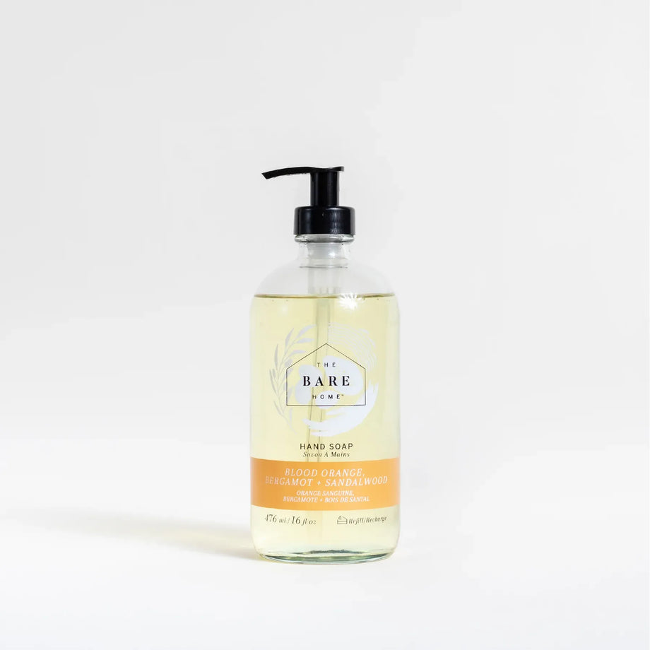 The Bare Home Soap in Glass Bottle - Blood Orange, Bergamet + Sandalwood