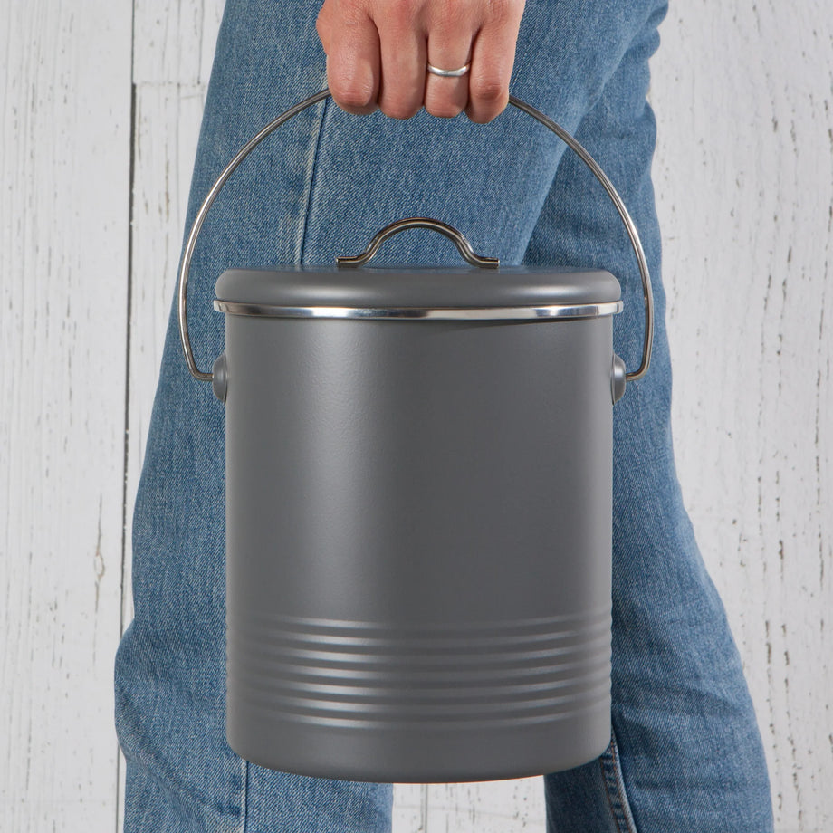 NOW Designs Compost Metal Bin with Activated Charcoal filter - 1.25 Gallon — Floor Model